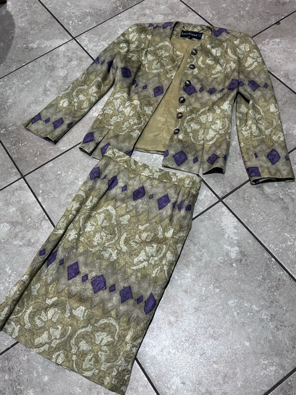 Vintage Louis Feraud skirt jacket suit set size 6